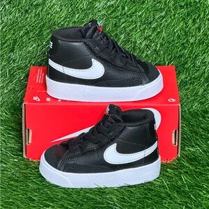 Size 2C - Baby Nike Blazer Mid 77 INFANT Toddler Shoes Black White - DA4088-002